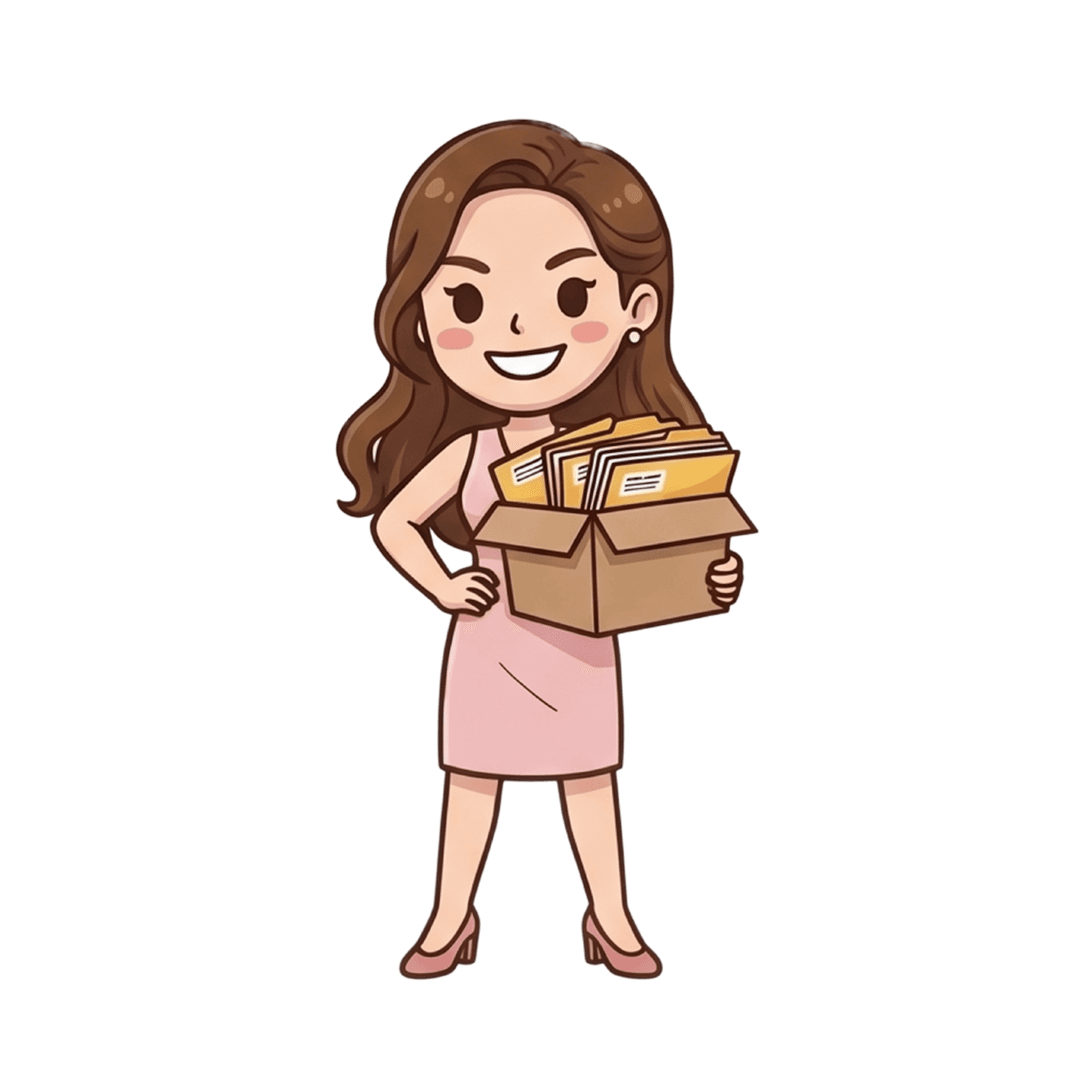 คิม เลขาส่วนตัว — ยิ้มมั่นใจถือกล่องของพี่